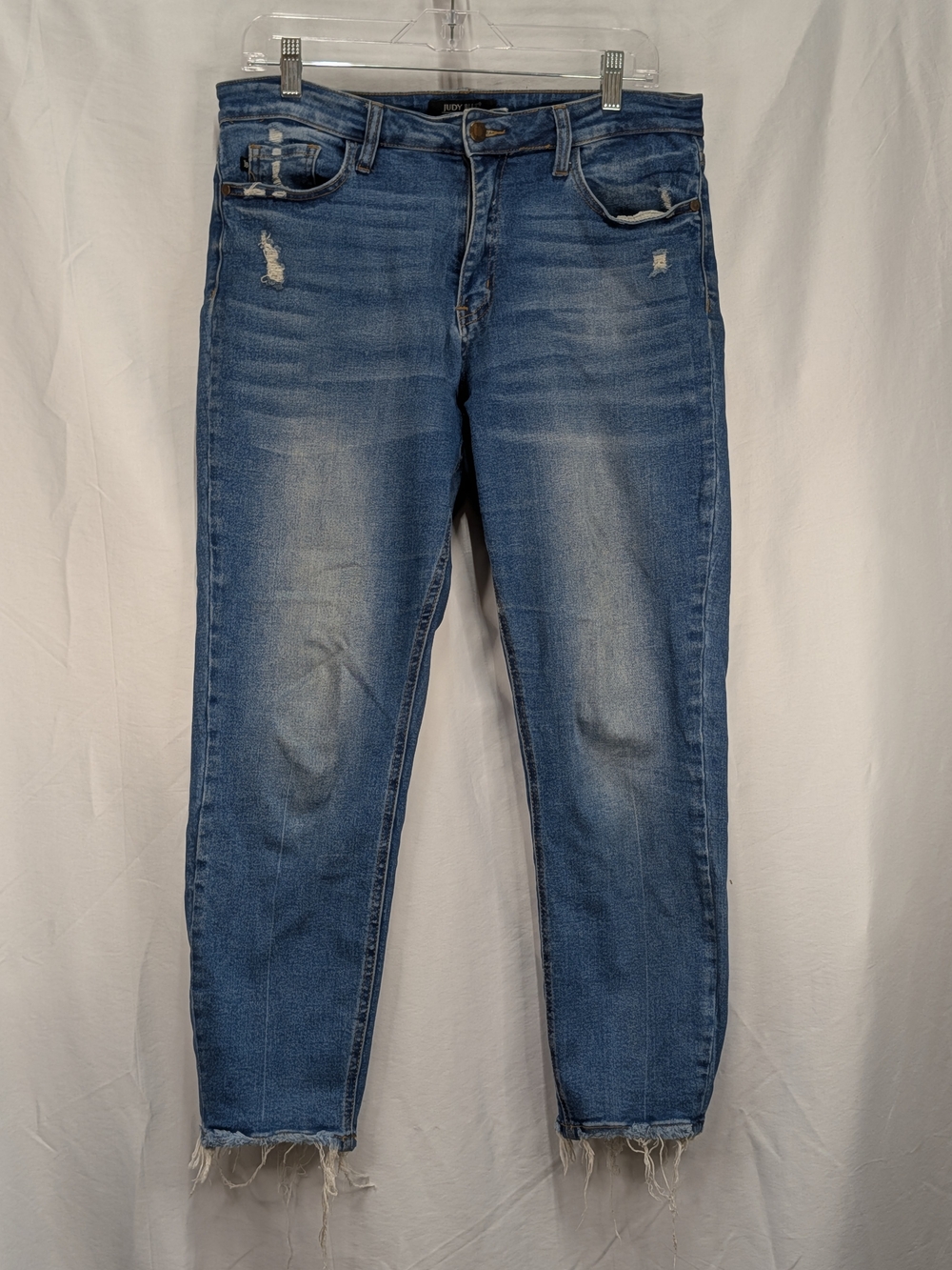 Judy Blue Medium Wash Straight Leg Jeans with Distressed Details